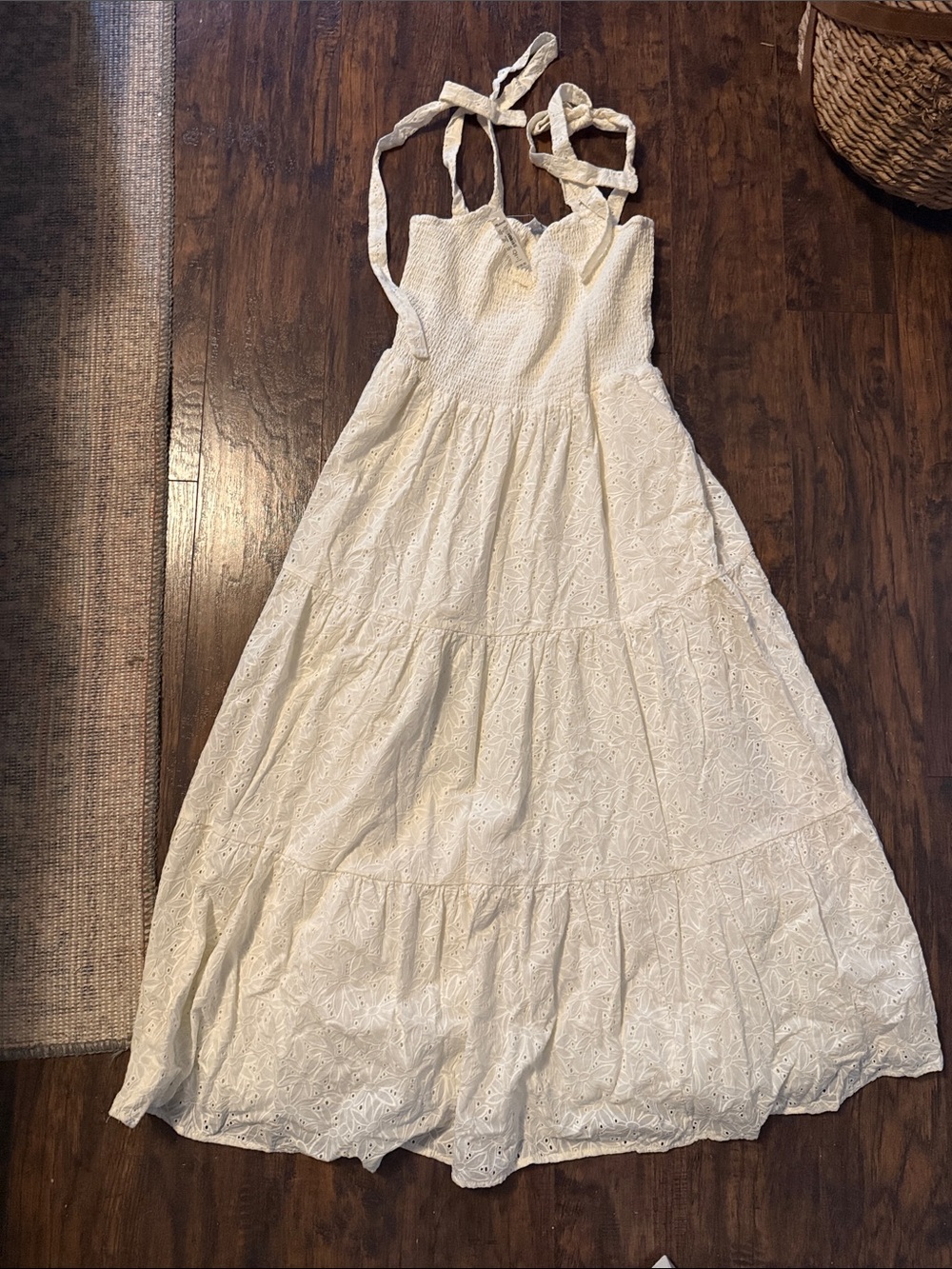 Madewell White Eyelet Tie-Strap Maxi Sundress